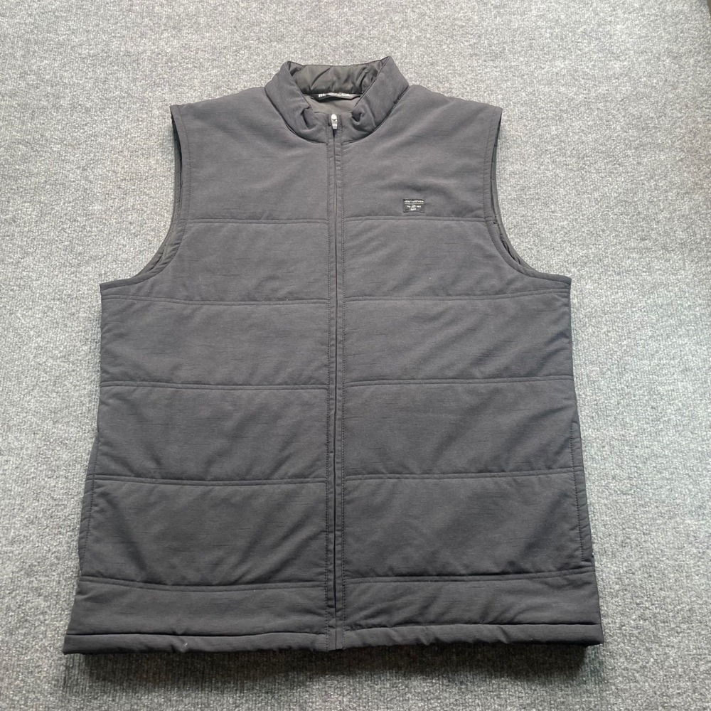 TravisMathew Puffer Vest Men XL Gray Full Zip Quilted Mock Neck Stretch Golf